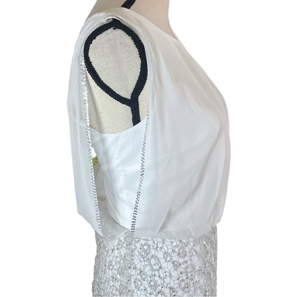 NWT Aidan Mattox Chiffon and Metallic Lace Column Gown sz 10 - Picture 11 of 15